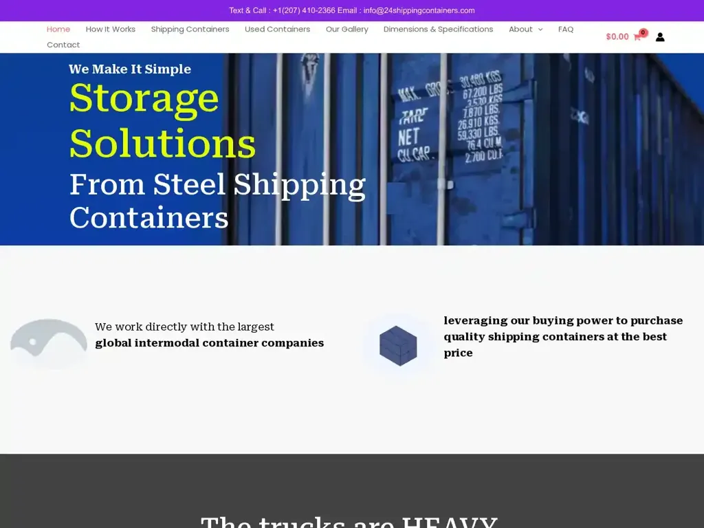 Screenshot of 24shippingcontainers.com taken on Monday the 6th of May 2024