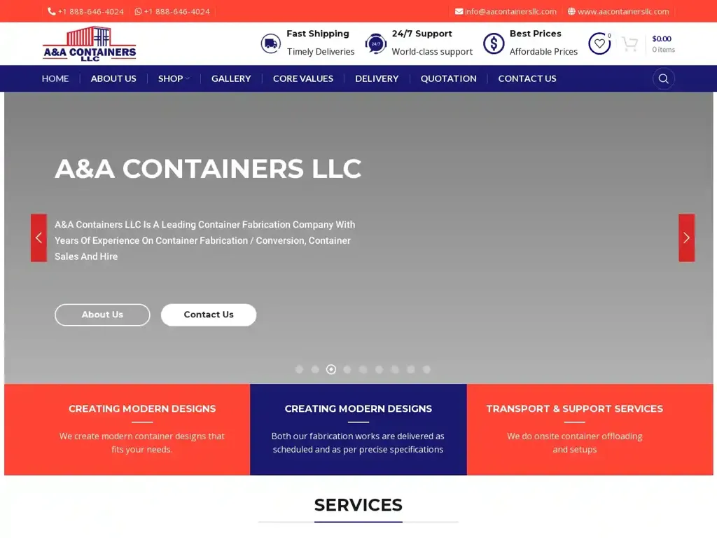 Screenshot of Aacontainersllc.com taken on Friday the 7th of June 2024