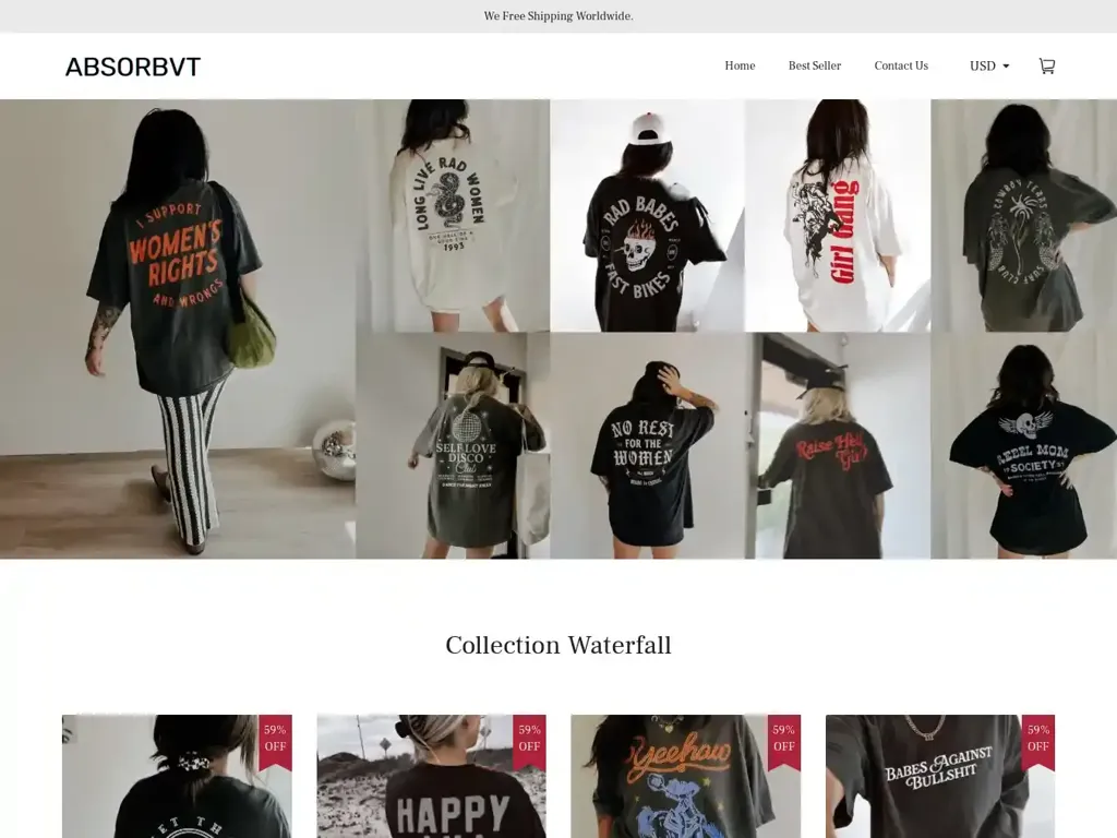 Screenshot of Absorbvt.shop taken on Thursday the 5th of September 2024