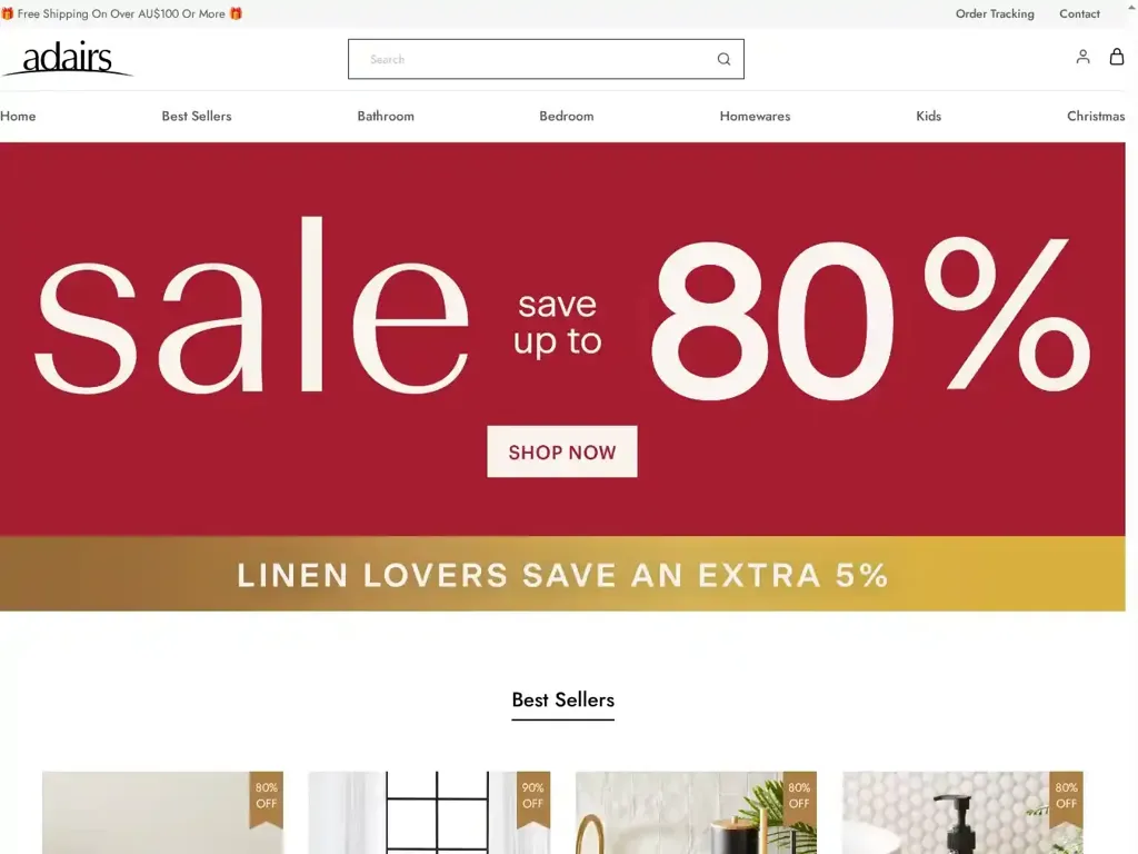 Screenshot of Adairsvipsale.com taken on Thursday the 4th of September 2025