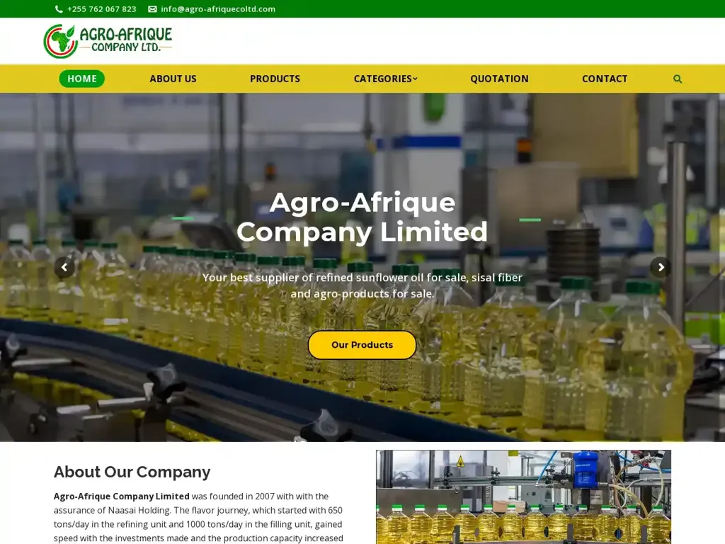 Screenshot of Agro-afriquecoltd.com taken on Friday the 9th of February 2024