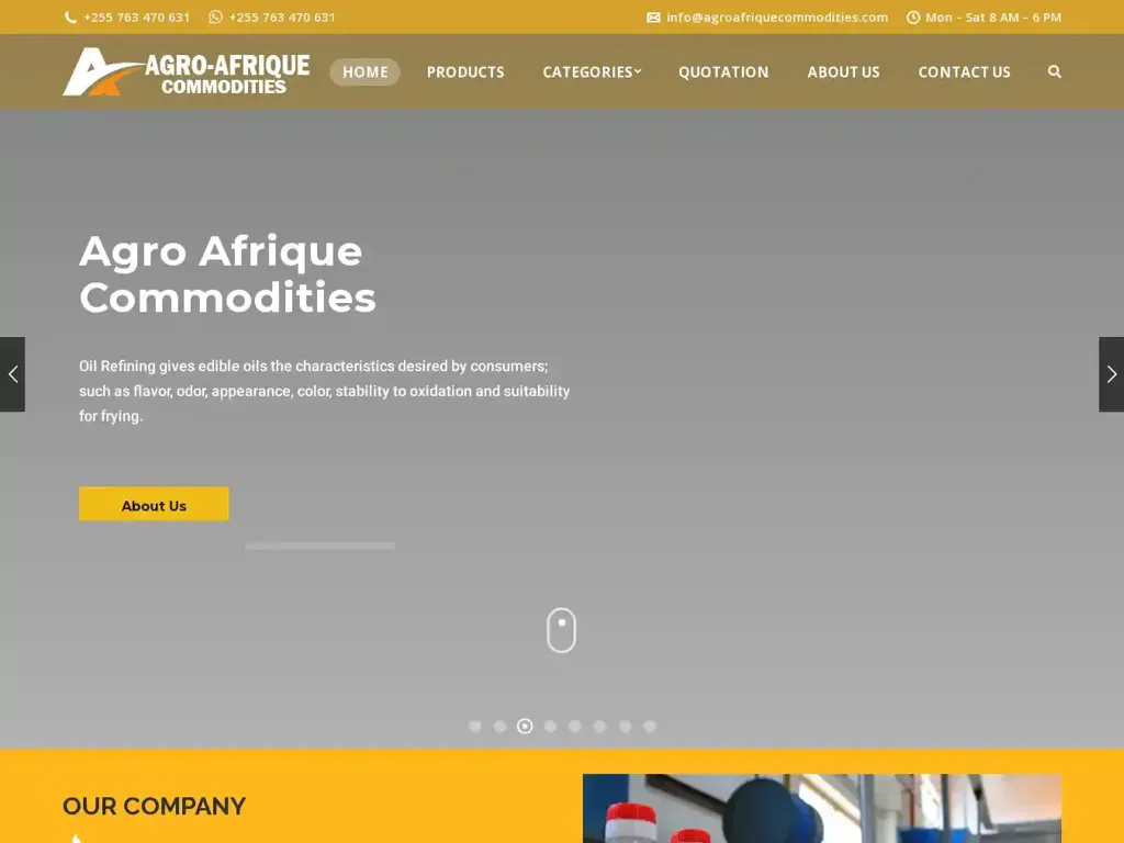 Screenshot of Agroafriquecommodities.com taken on Thursday the 4th of January 2024
