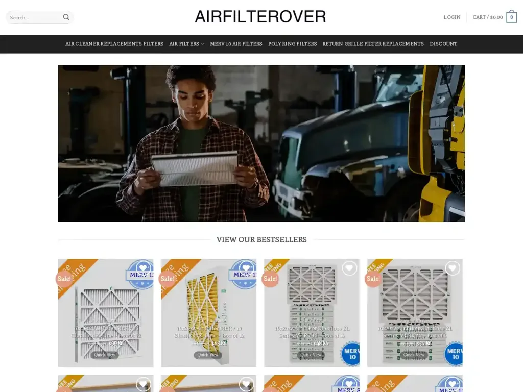 Screenshot of Airfilterover.com taken on Wednesday the 10th of January 2024
