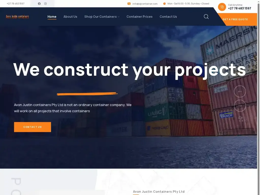 Screenshot of Ajcontainer.com taken on Tuesday the 19th of August 2025