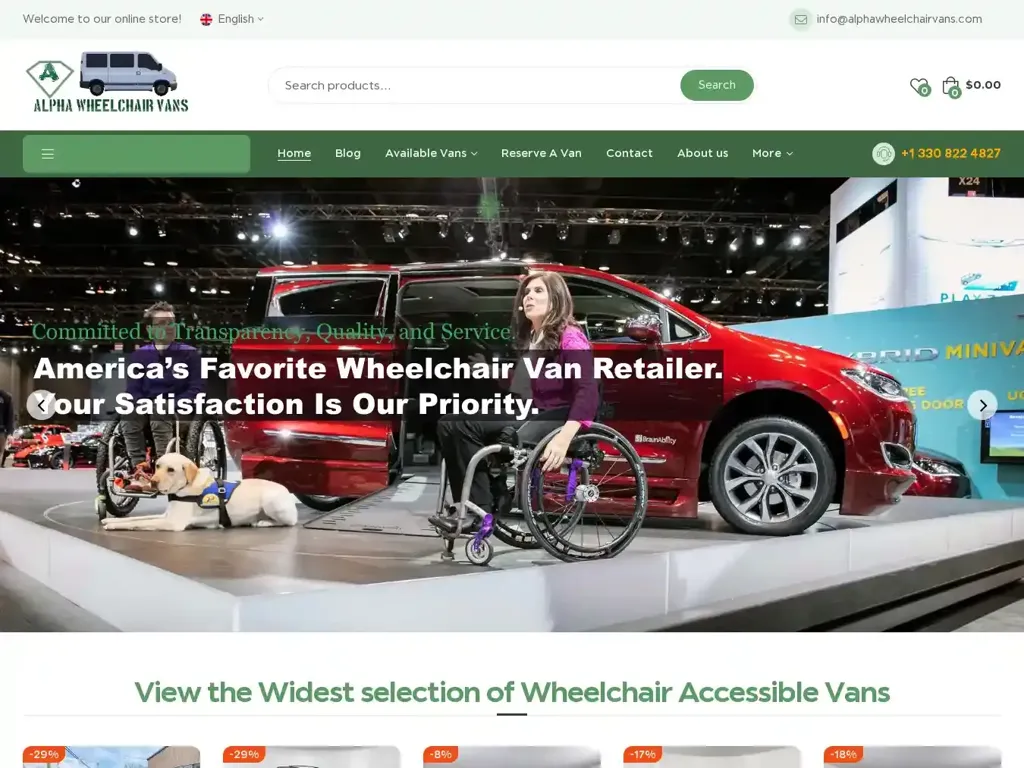 Screenshot of Alphawheelchairvans.com taken on Wednesday the 3rd of January 2024