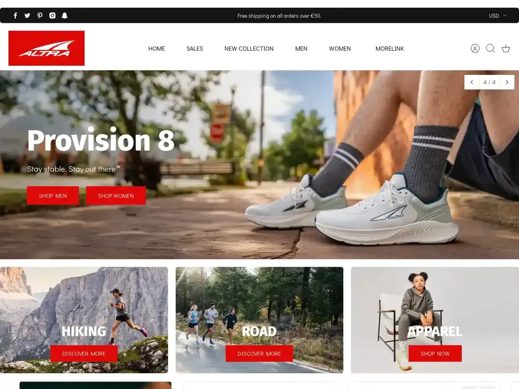 Screenshot of Altrarunningstore.com taken on Wednesday the 17th of April 2024