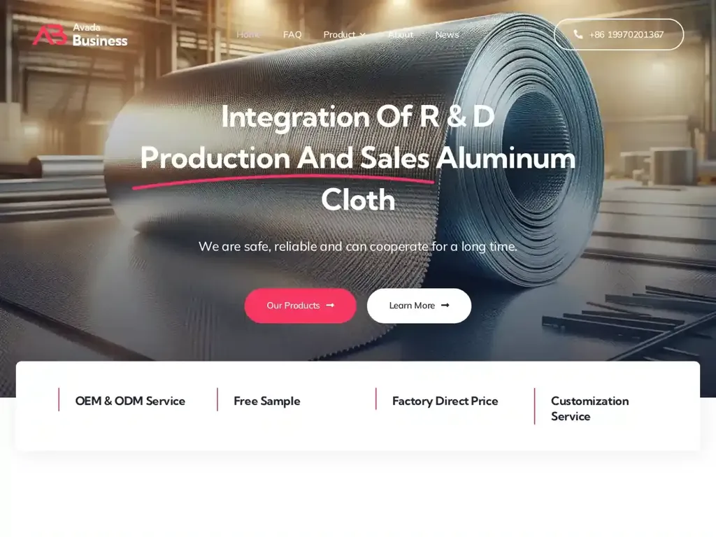 Screenshot of Aluminumfoilcloth.com taken on Wednesday the 28th of February 2024