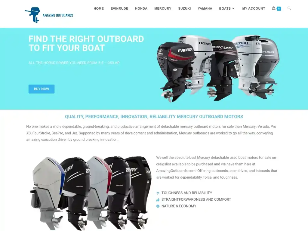 Screenshot of Amazingoutboards.com taken on Monday the 12th of February 2024