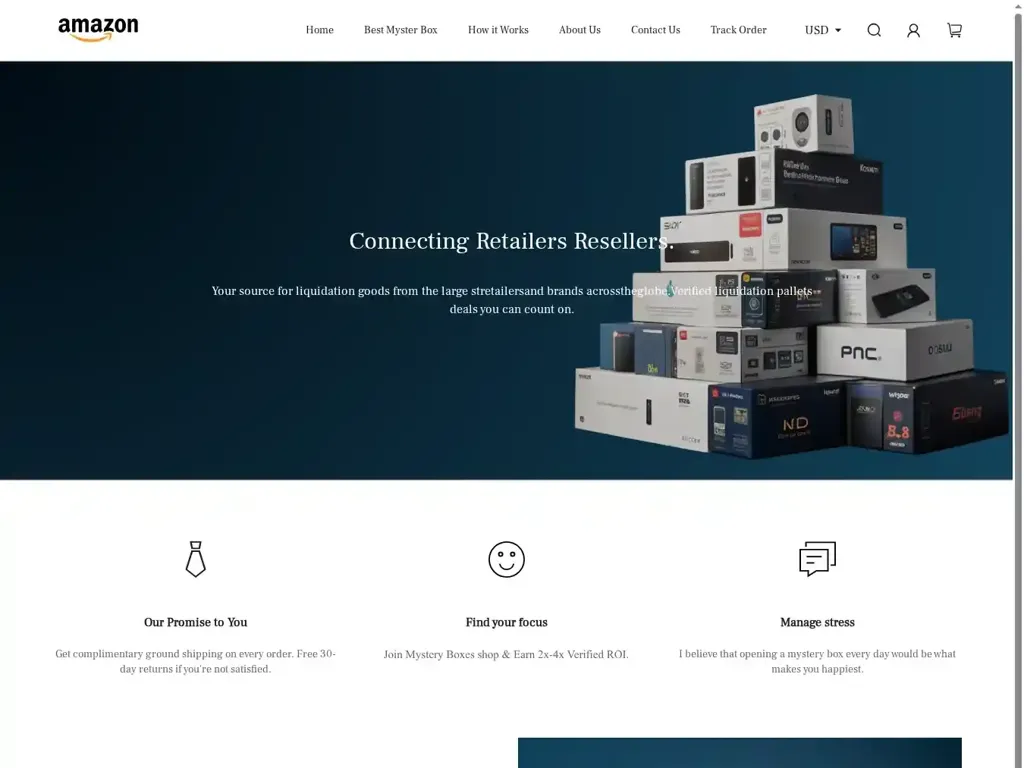 Screenshot of Amznmysteryboxs.com taken on Saturday the 19th of July 2025