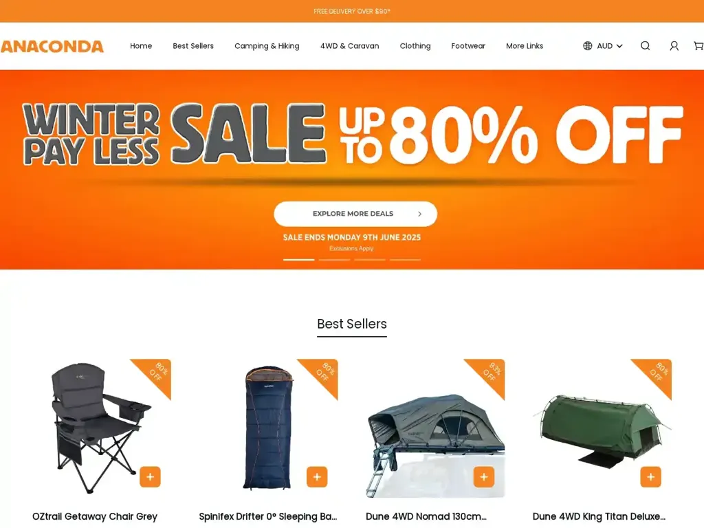 Screenshot of Anacondastore.shop taken on Monday the 9th of June 2025
