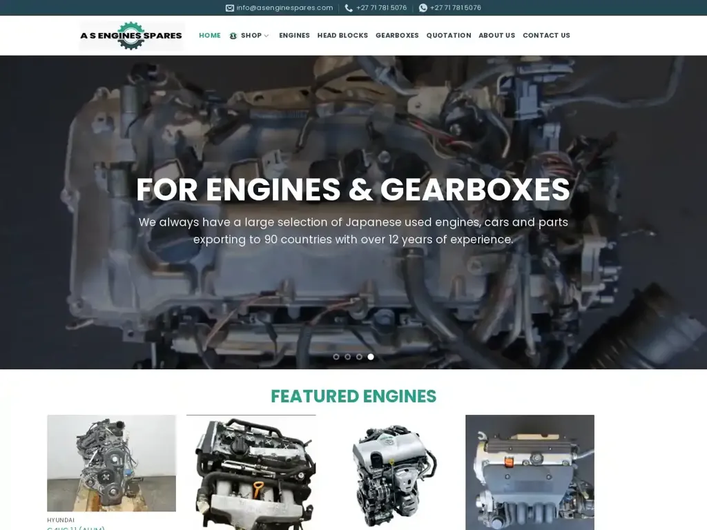 Screenshot of Asenginespares.com taken on Friday the 5th of April 2024