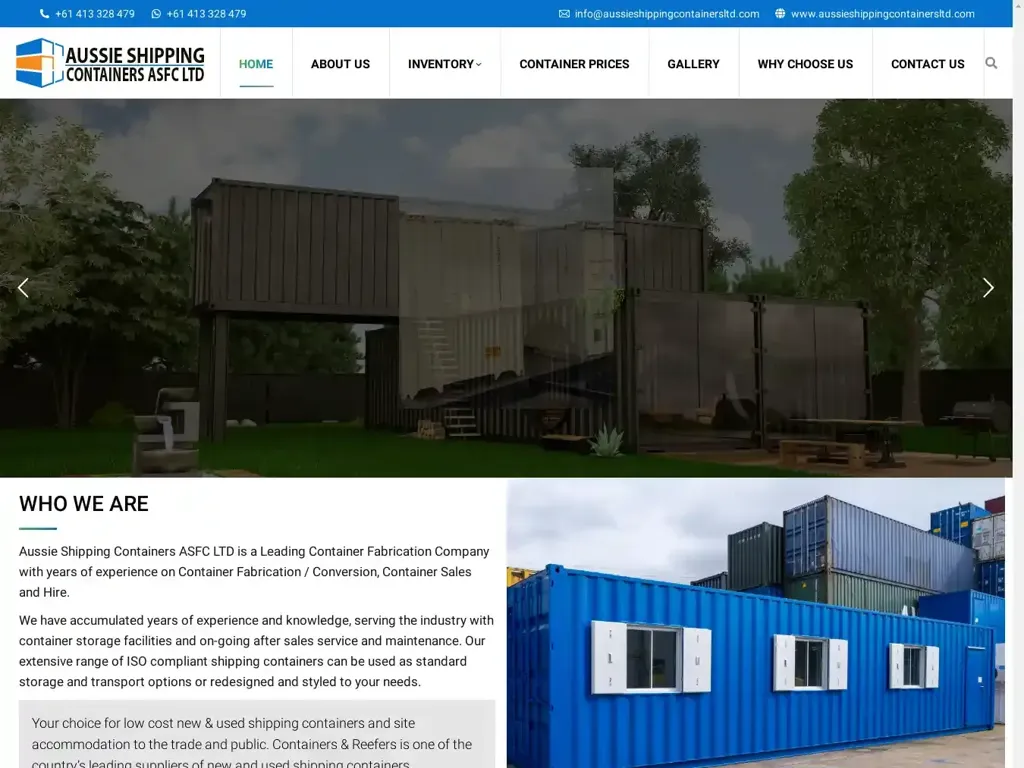 Screenshot of Aussieshippingcontainersltd.com taken on Friday the 7th of June 2024