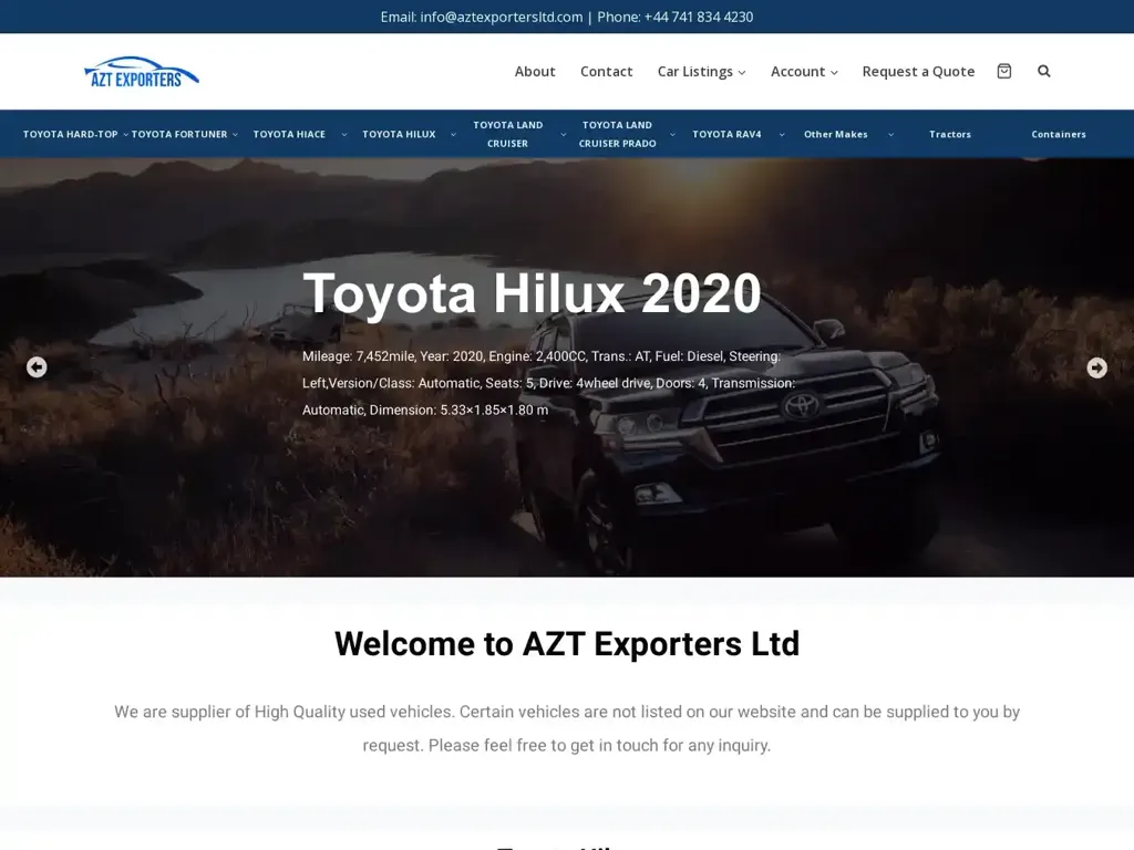 Screenshot of Aztexportersltd.com taken on Wednesday the 3rd of January 2024