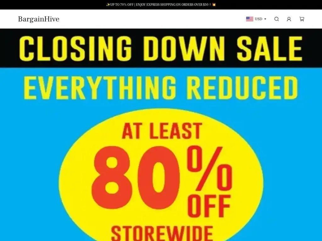 Screenshot of Bargainhiveshop.shop taken on Sunday the 4th of May 2025