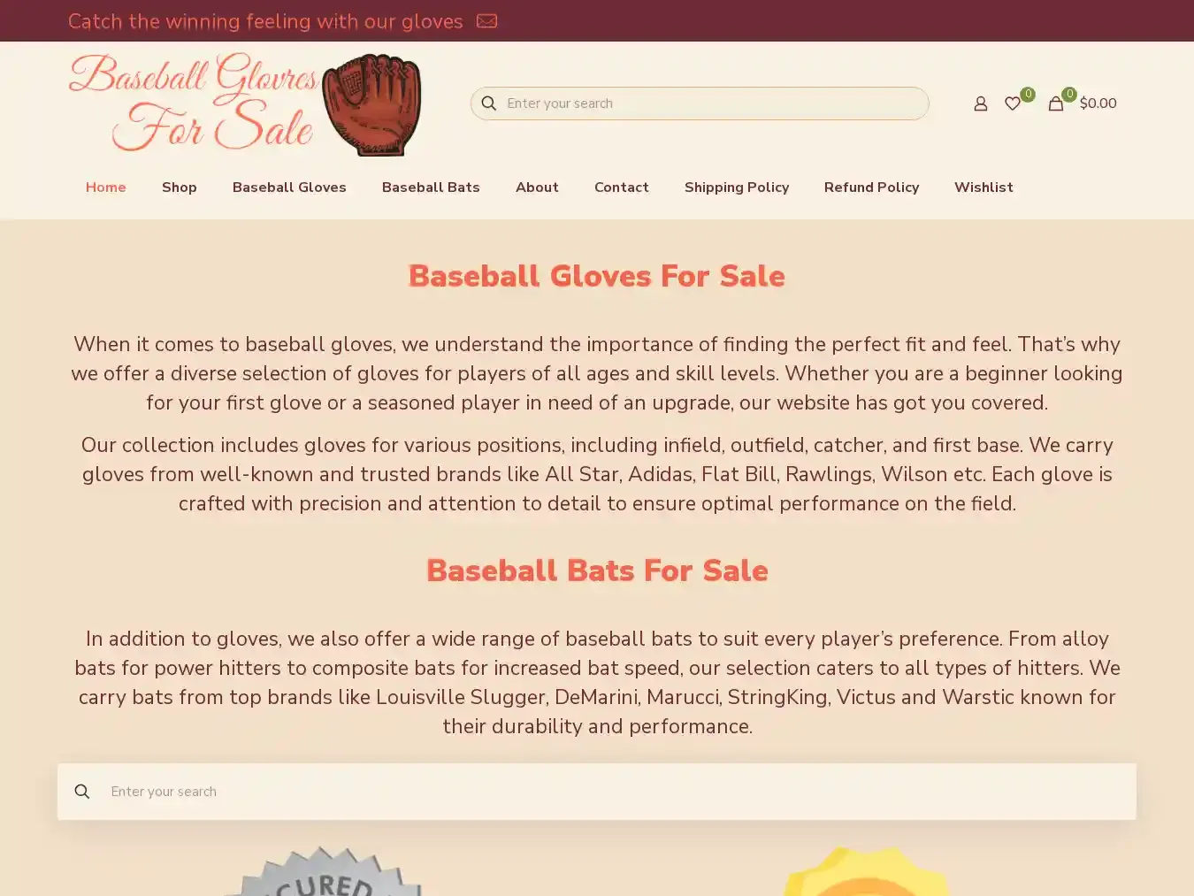 Baseballglovesforsale.com Fraudulent Non-Delivery website.