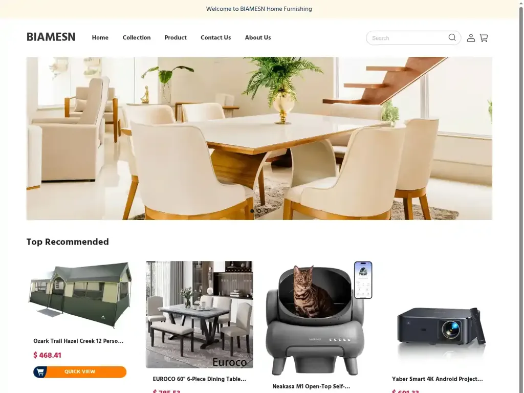 Screenshot of Biamesn.shop taken on Monday the 9th of June 2025