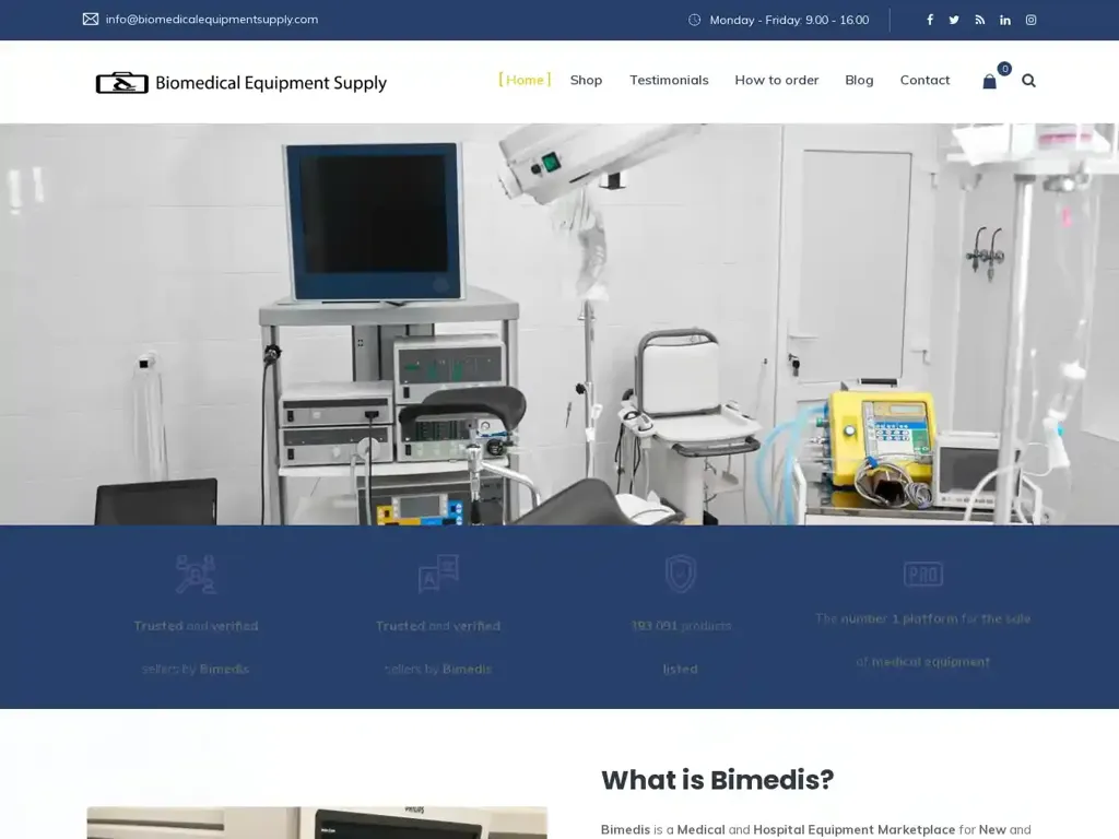 Screenshot of Biomedicalequipmentsupply.com taken on Thursday the 4th of January 2024