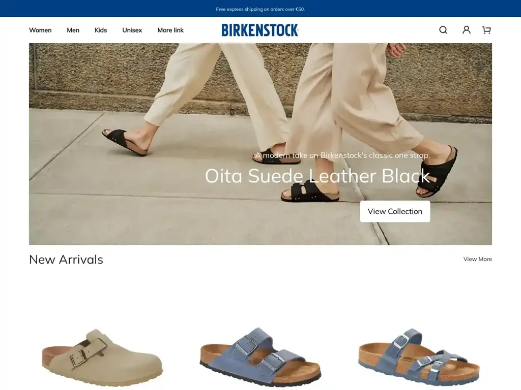 Screenshot of Birkenstocke.com taken on Thursday the 21st of March 2024