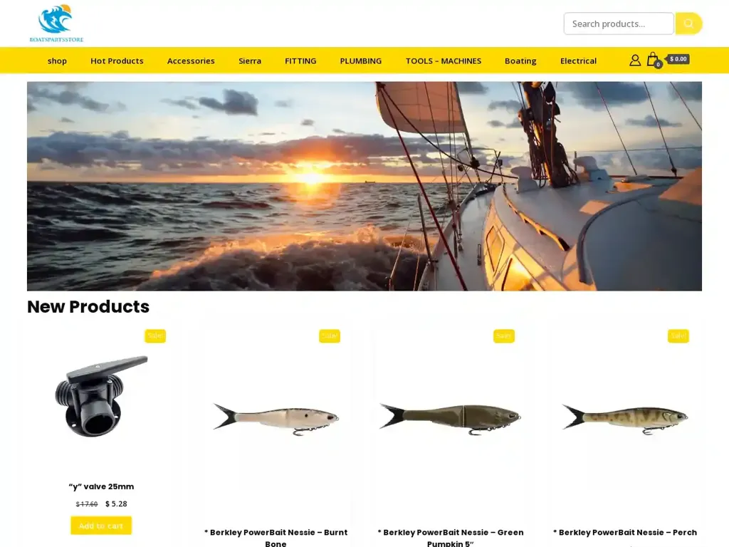 Screenshot of Boatspartsstore.com taken on Monday the 23rd of December 2024