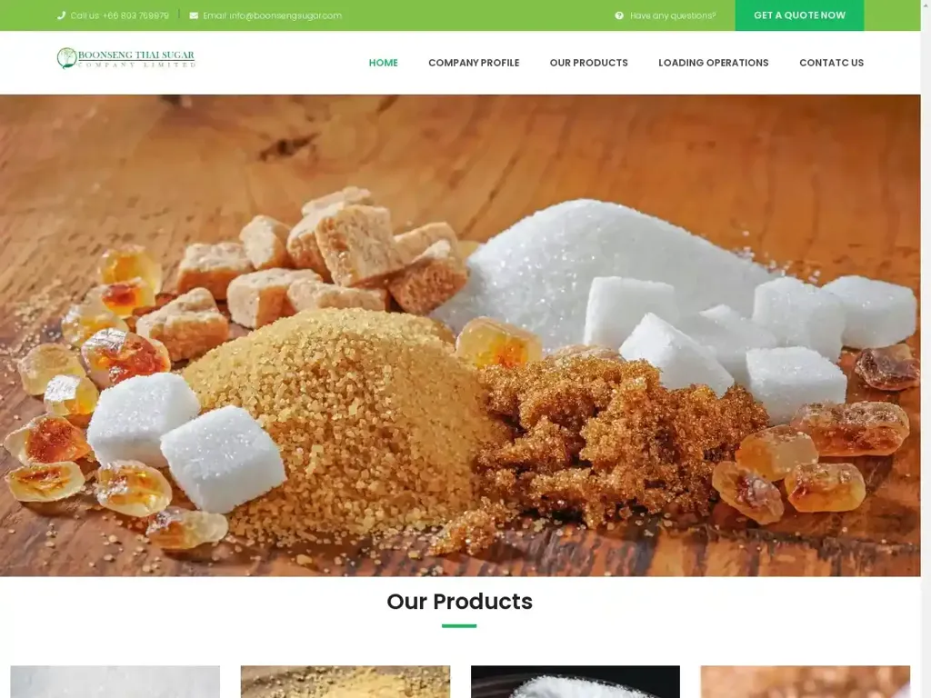 Screenshot of Boonsengsugar.com taken on Tuesday the 3rd of December 2024