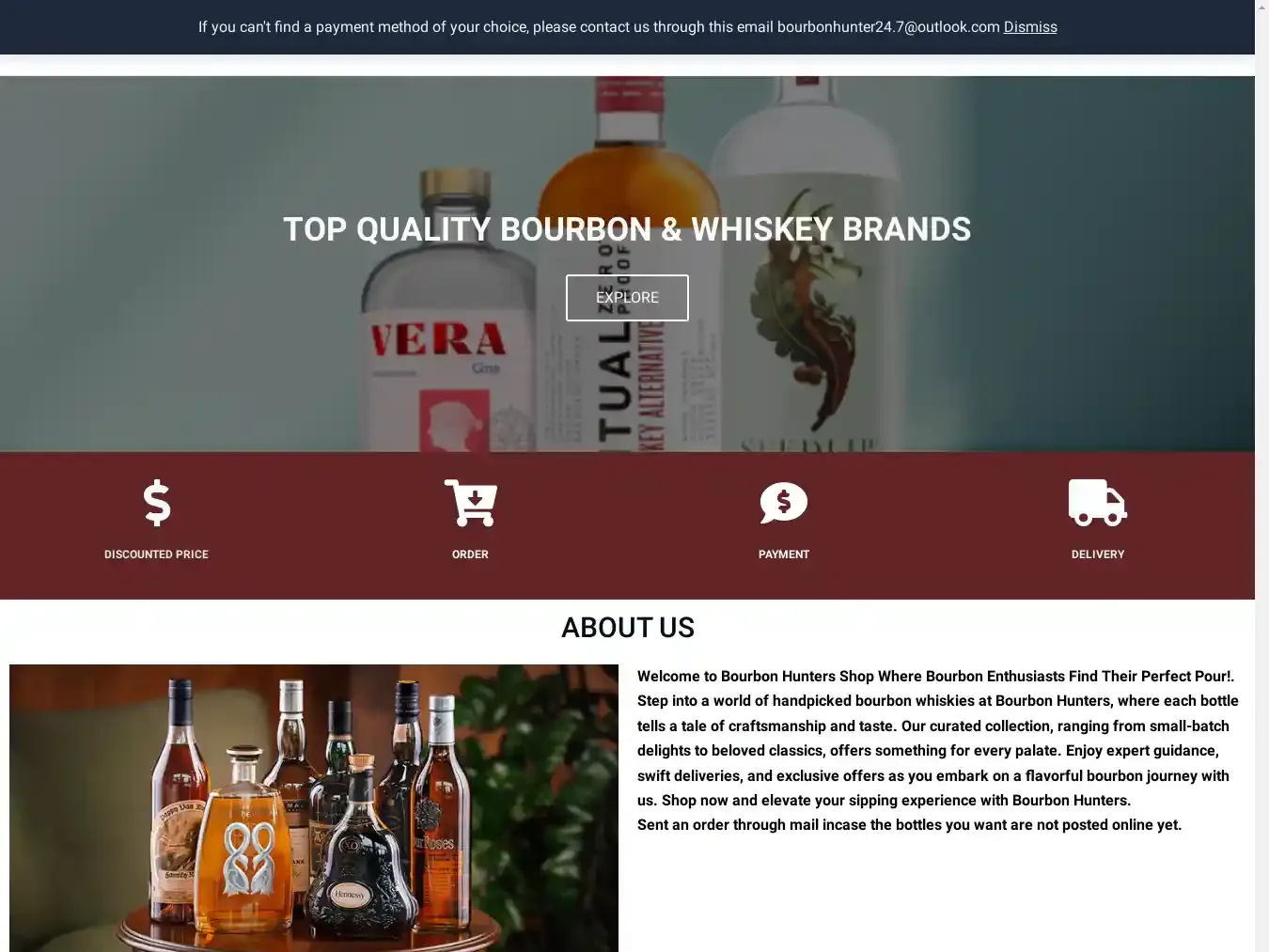 Bourbonhunters.online Fraudulent Whisky website.