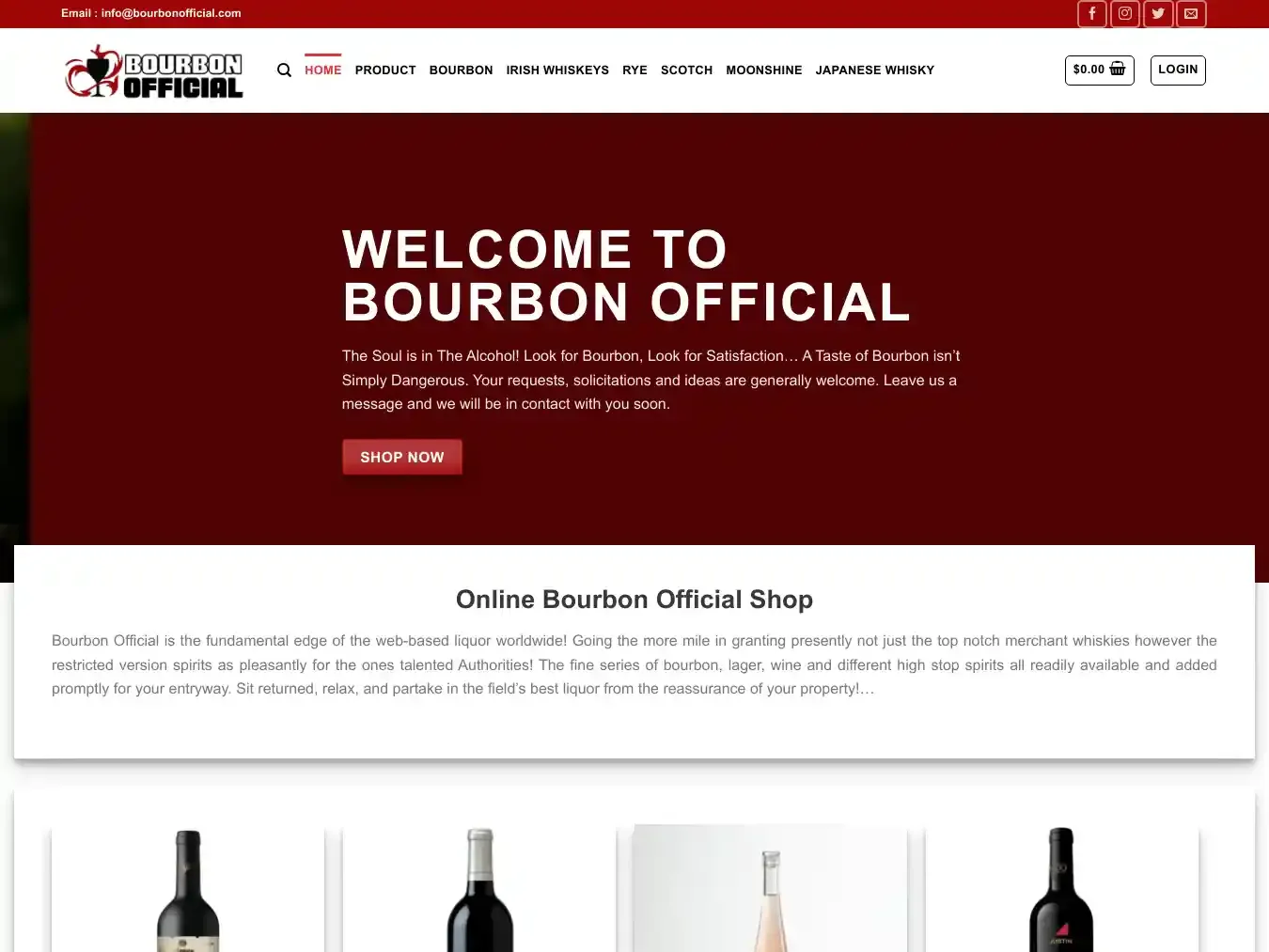 Bourbonofficial.com Fraudulent Whisky website.