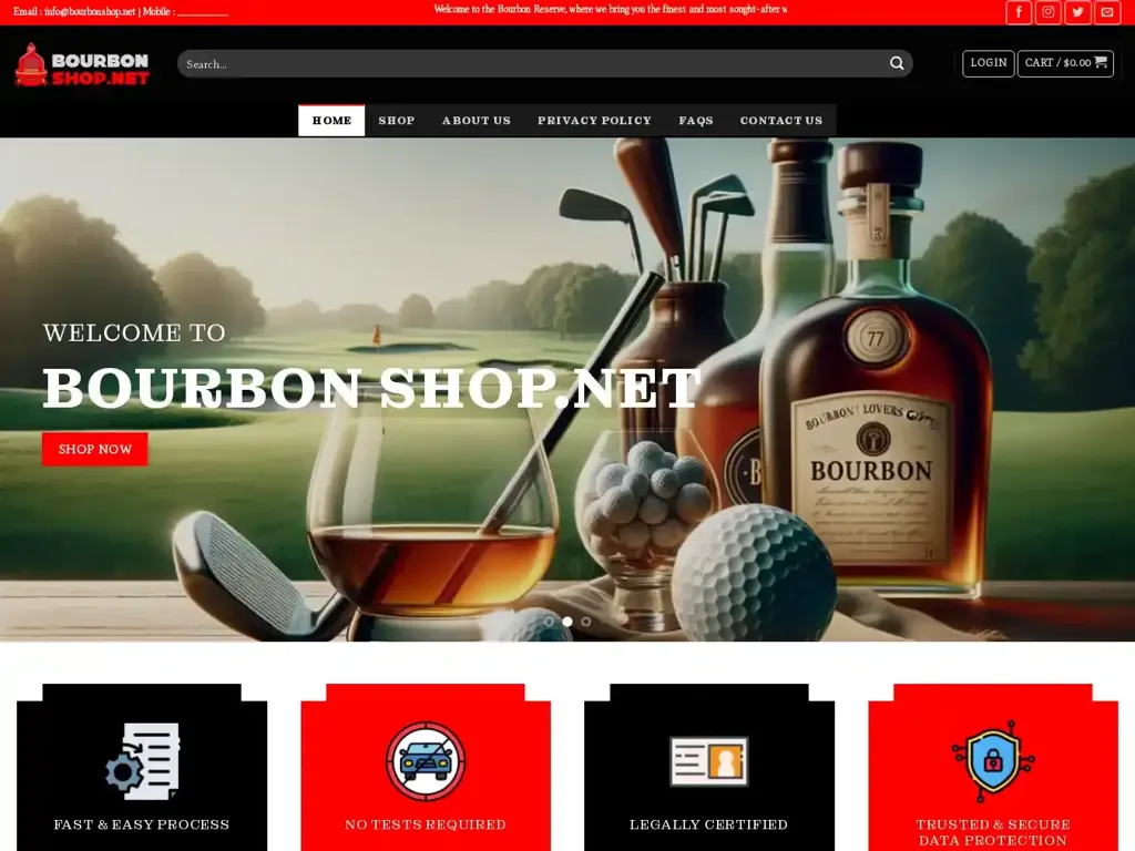 Screenshot of Bourbonshop.net taken on Sunday the 25th of August 2024