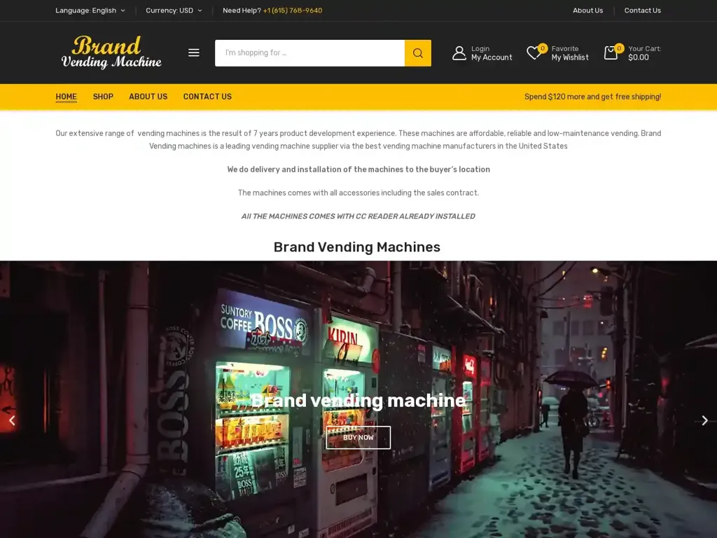 Screenshot of Brandvendingmachine.shop taken on Friday the 16th of February 2024