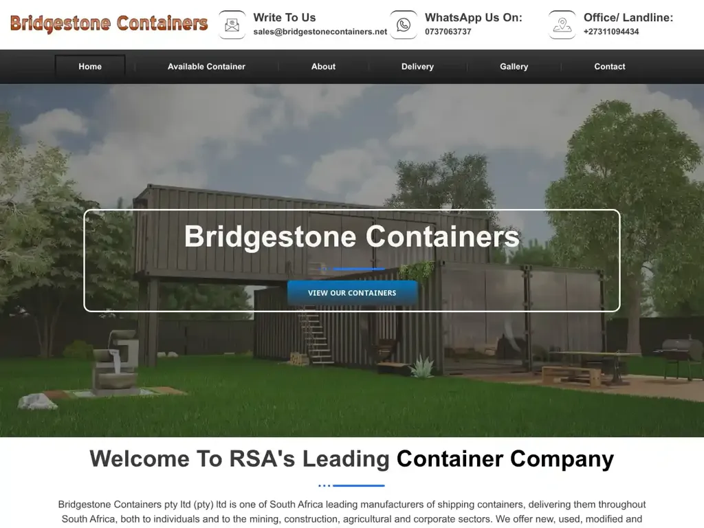 Screenshot of Bridgestonecontainers.net taken on Tuesday the 19th of August 2025