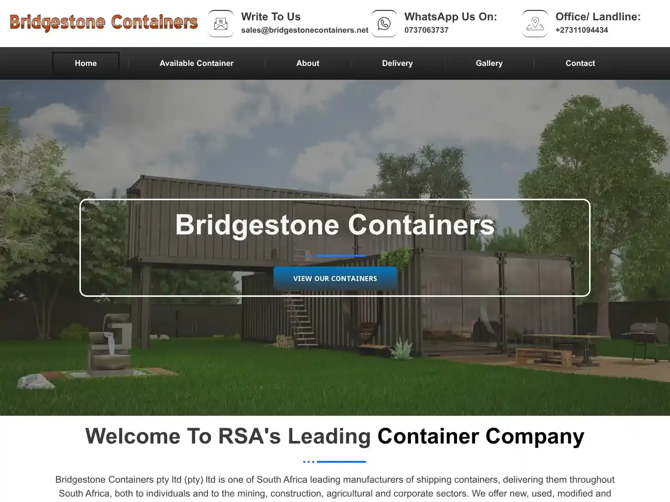 Bridgestonecontainers.net Fraudulent Container website.