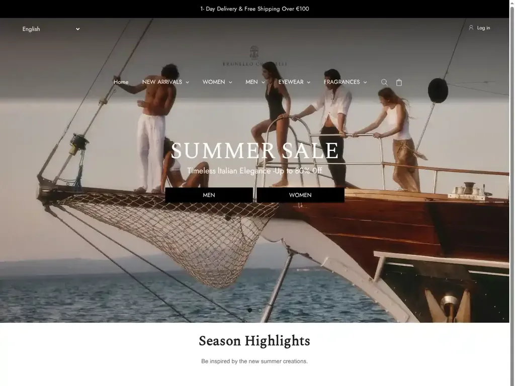 Screenshot of Brunellocucienlli.com taken on Saturday the 19th of July 2025