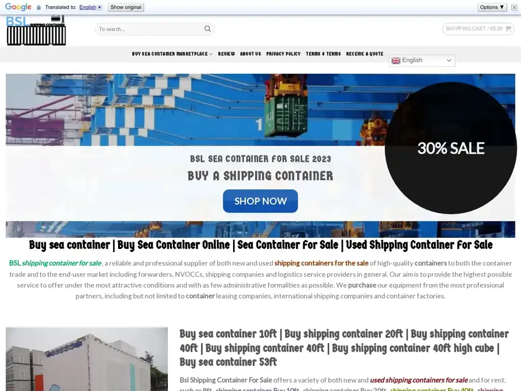 Screenshot of Bslzeecontainer.co taken on Sunday the 28th of January 2024