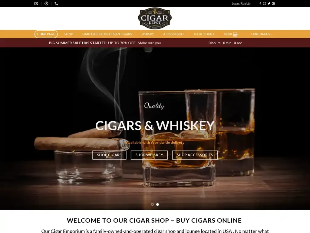 Screenshot of Buycigarsonline.org taken on Sunday the 28th of January 2024
