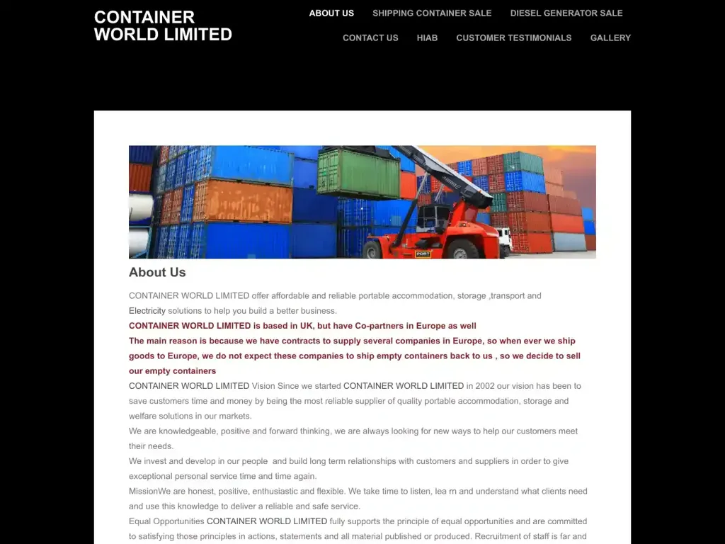 Screenshot of Buyshippingcontainers.co.uk taken on Thursday the 29th of February 2024
