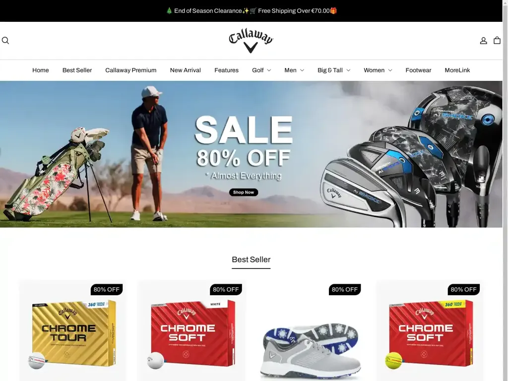 Screenshot of Callawaygolfeu.shop taken on Tuesday the 7th of January 2025