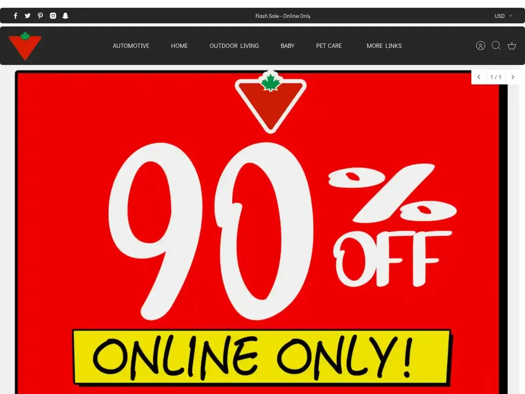 Screenshot of Canadiantyreoutlet.com taken on Tuesday the 15th of July 2025