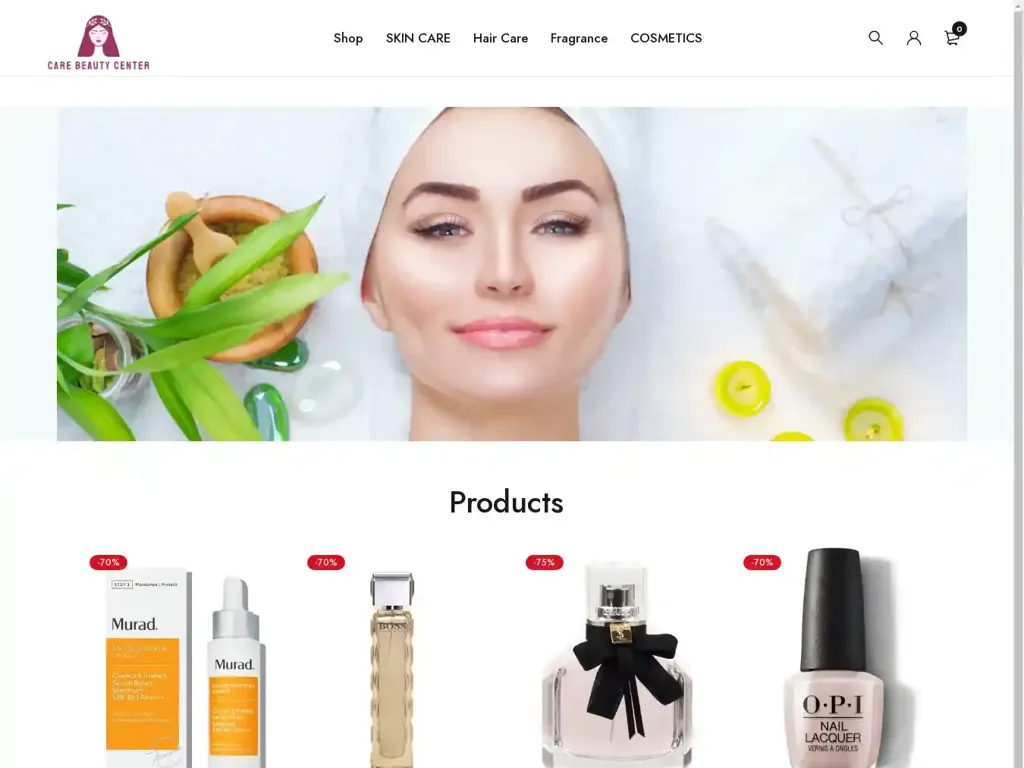 Screenshot of Carebeautycenter.com taken on Monday the 28th of October 2024