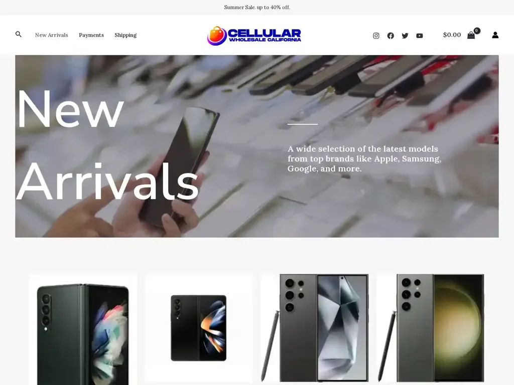 Screenshot of Cellularwholesalecalifornia.com taken on Saturday the 10th of August 2024