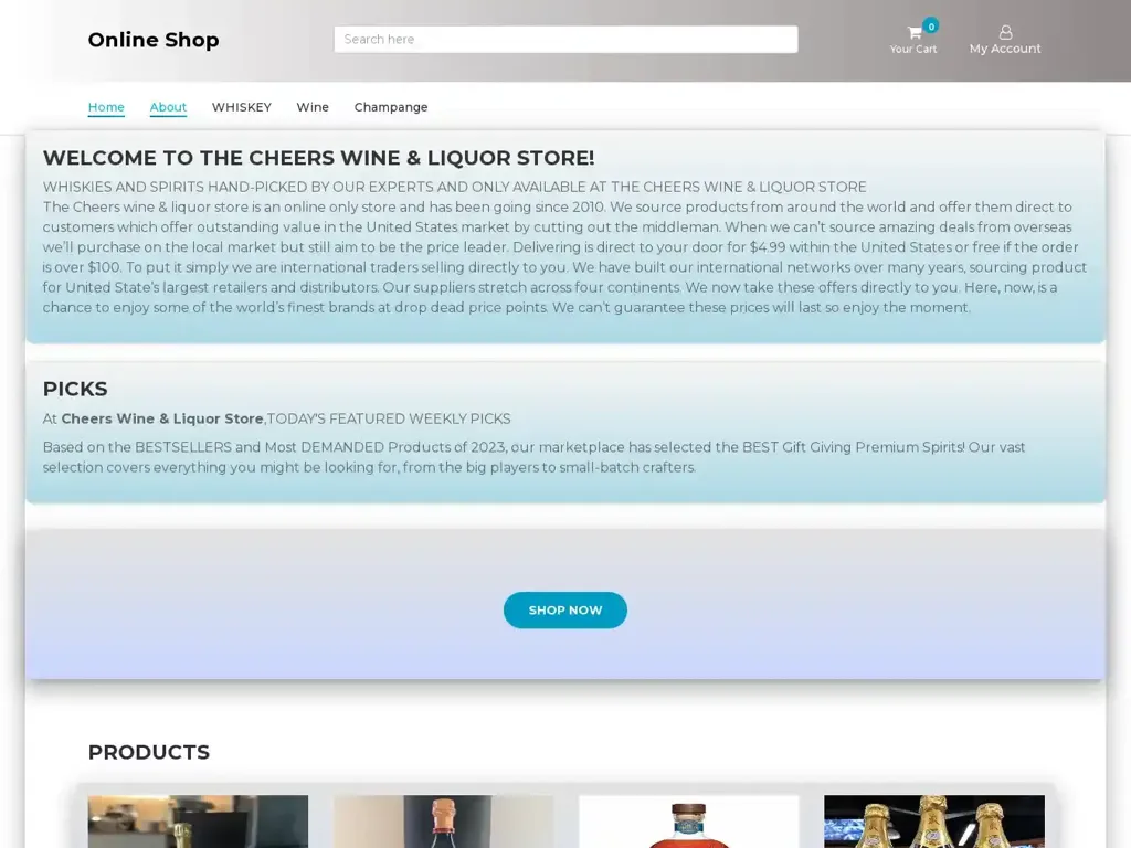 Screenshot of Cheerswineliquorstore.com taken on Sunday the 28th of April 2024