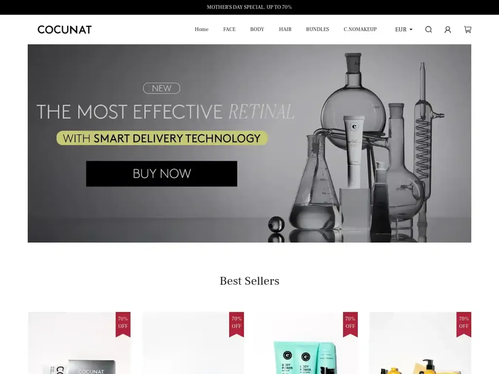 Screenshot of Cocunat-eu.shop taken on Sunday the 28th of April 2024