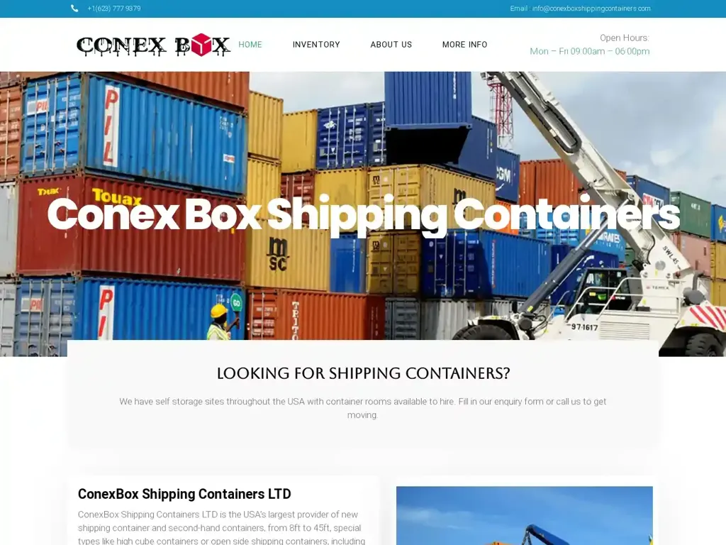 Screenshot of Conexboxshippingcontainers.com taken on Wednesday the 16th of October 2024