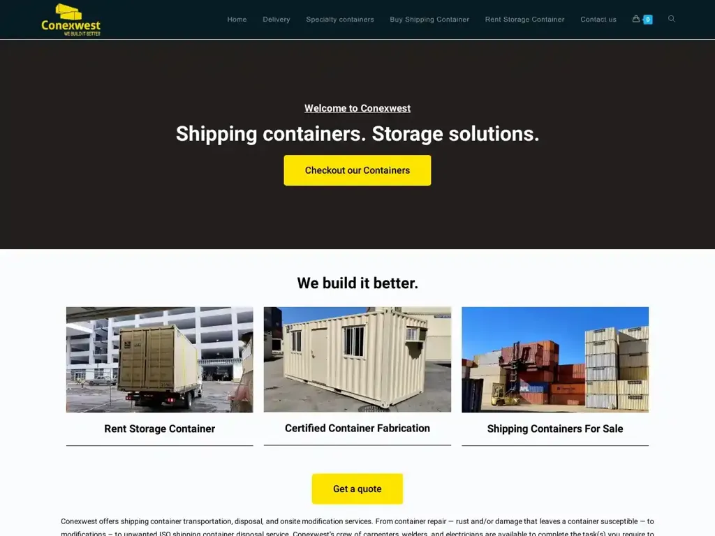 Screenshot of Conexwestshippingcontainers.com taken on Saturday the 6th of January 2024