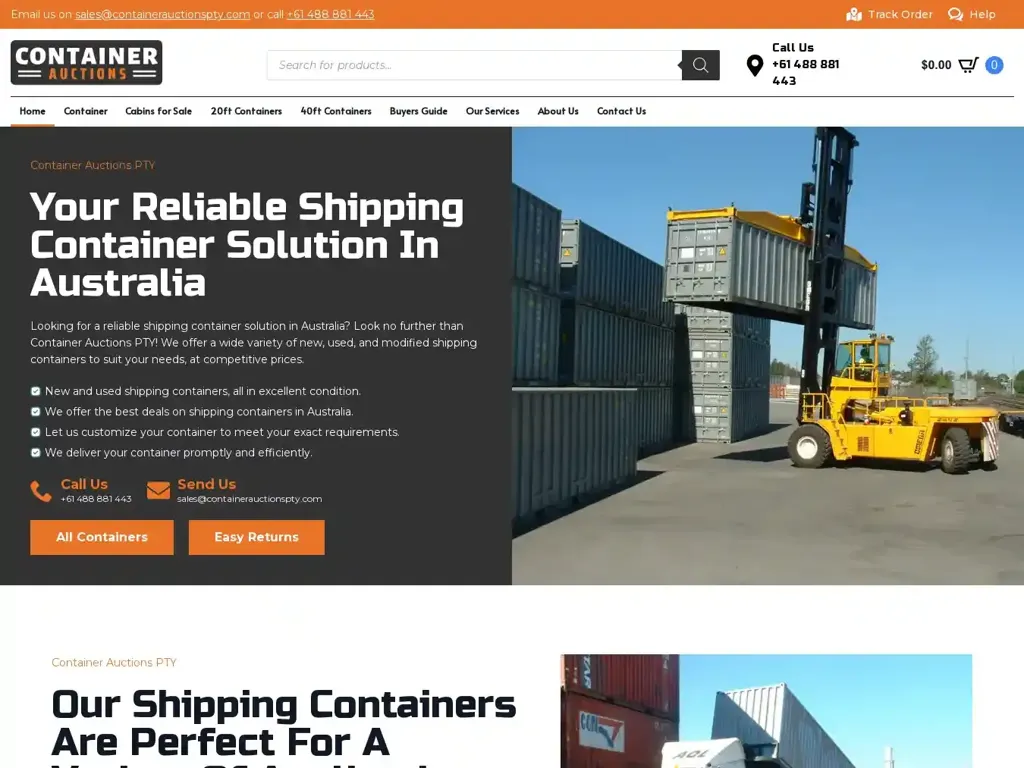 Screenshot of Containerauctionspty.com taken on Tuesday the 13th of August 2024