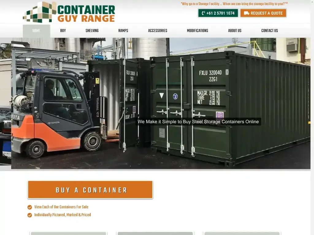 Screenshot of Containerguyrange.com taken on Wednesday the 23rd of October 2024