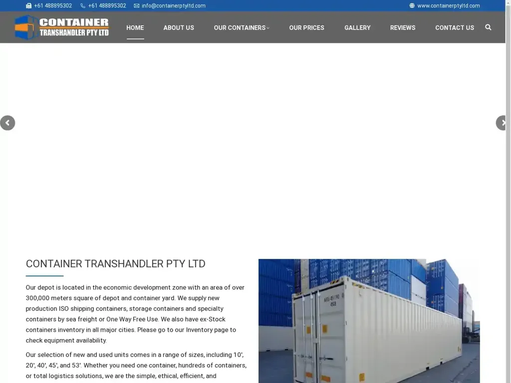 Screenshot of Containerptyltd.com taken on Thursday the 5th of September 2024