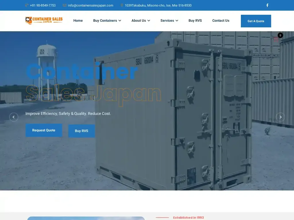 Screenshot of Containersalesjapan.com taken on Wednesday the 20th of March 2024