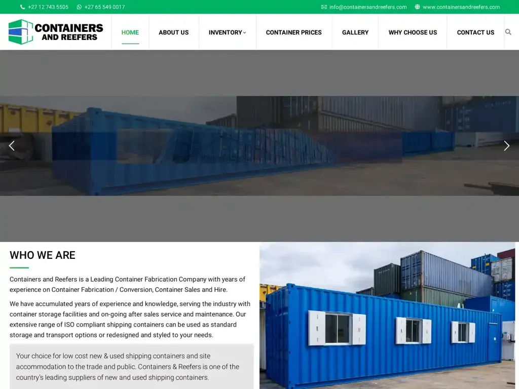 Screenshot of Containersandreefers.com taken on Friday the 7th of June 2024