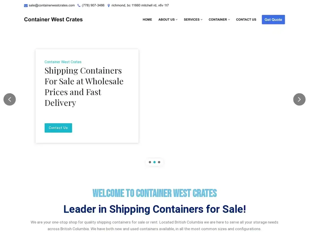 Screenshot of Containerwestcrates.com taken on Wednesday the 7th of August 2024