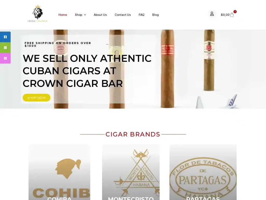 Screenshot of Crowncigarbar.com taken on Sunday the 16th of June 2024