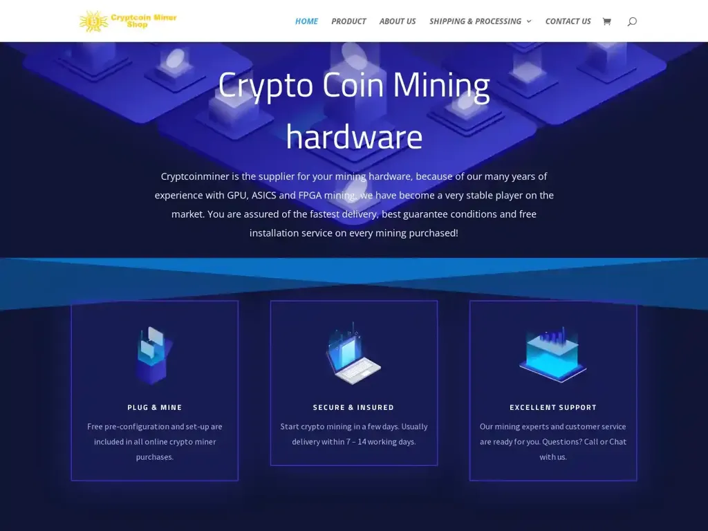 Screenshot of Cryptcoinminer-shop.com taken on Wednesday the 3rd of January 2024
